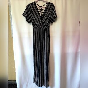 Striped Black and White Women's Jumpsuit